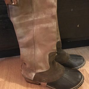 Sorel slimpack tall boots- brown with silver